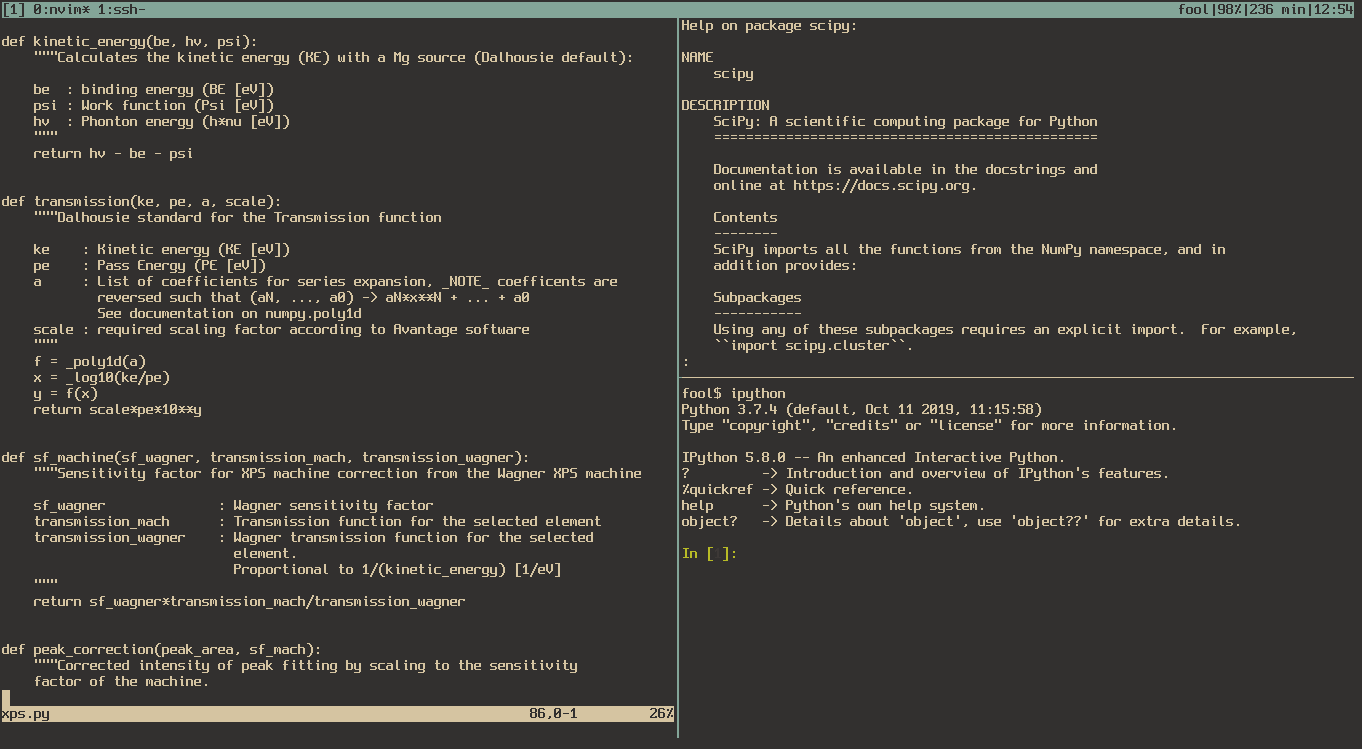 Tmux example as a Python IDE
